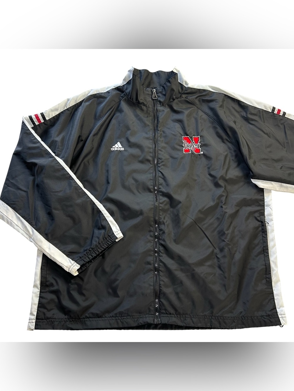 VTG 2000s Adidas Nebraska Cornhuskers Windbreaker Jacket Full Zip Men’s XL Black